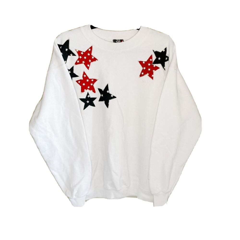 Vintage JcPenny Exclusive USA Olympic Brand Apparel Star White Crew Sweater